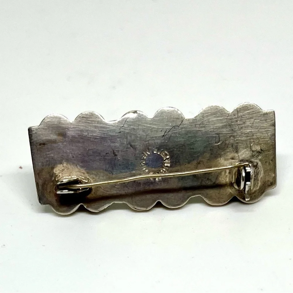 Vintage México Sterling Carved Onyx Brooch